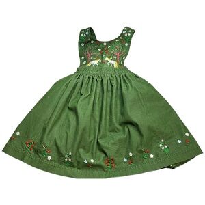 Mini Boden Unicorn Embroidered  Corduroy Jumper Dress